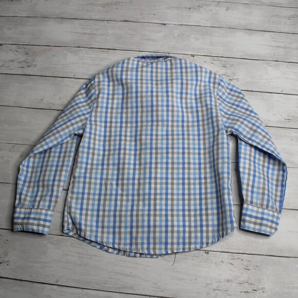 Nautica Boy Button Up Dress Shirt Size 4T 4 Blue White Gray Check - Picture 5 of 5